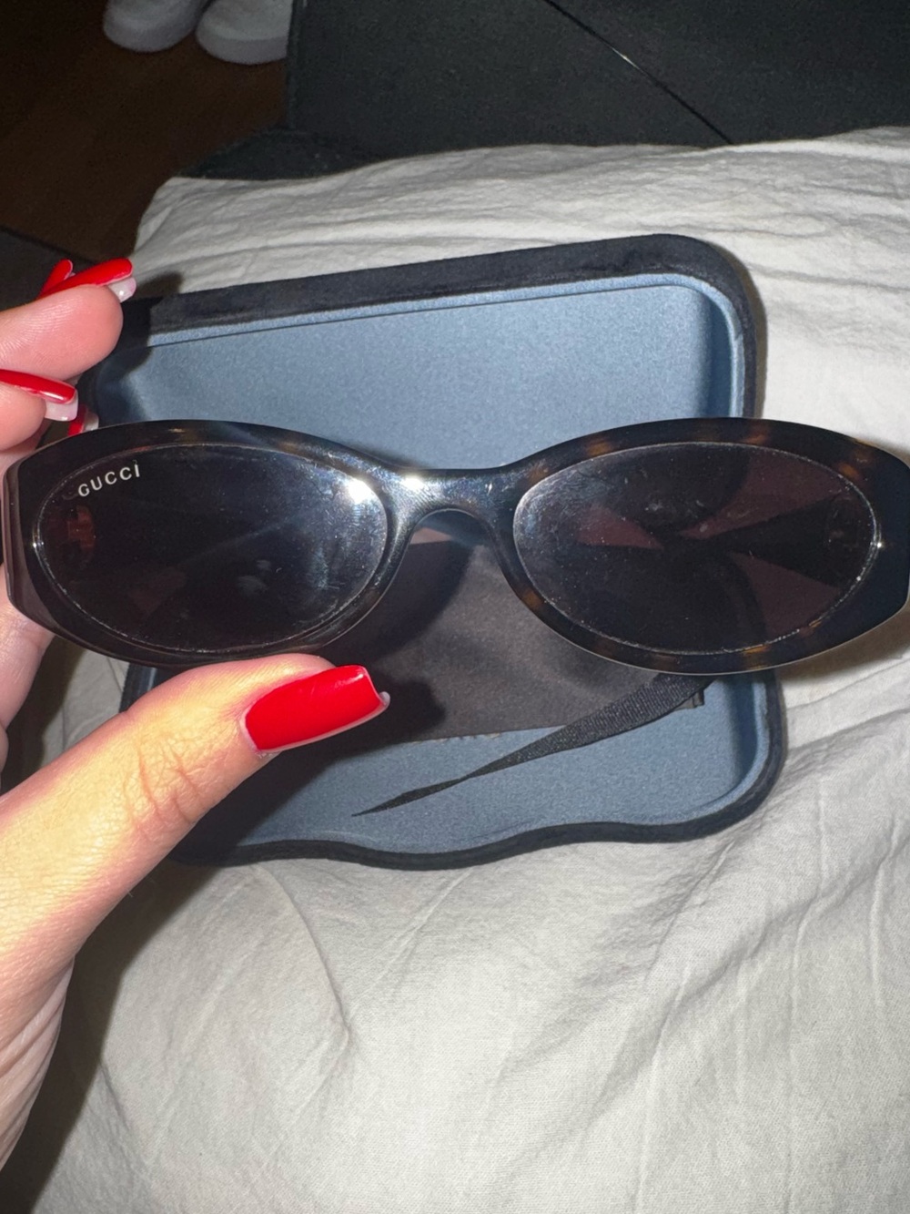 Gucci Black Oval Women's Sunglasses